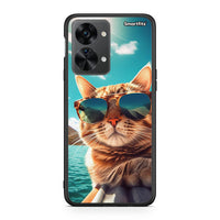 Thumbnail for OnePlus Nord 2T Summer Cat θήκη από τη Smartfits με σχέδιο στο πίσω μέρος και μαύρο περίβλημα | Smartphone case with colorful back and black bezels by Smartfits