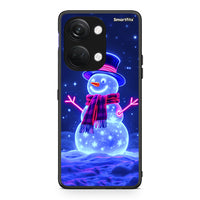 Thumbnail for OnePlus Nord 3 Christmas Neon Snowman θήκη από τη Smartfits με σχέδιο στο πίσω μέρος και μαύρο περίβλημα | Smartphone case with colorful back and black bezels by Smartfits