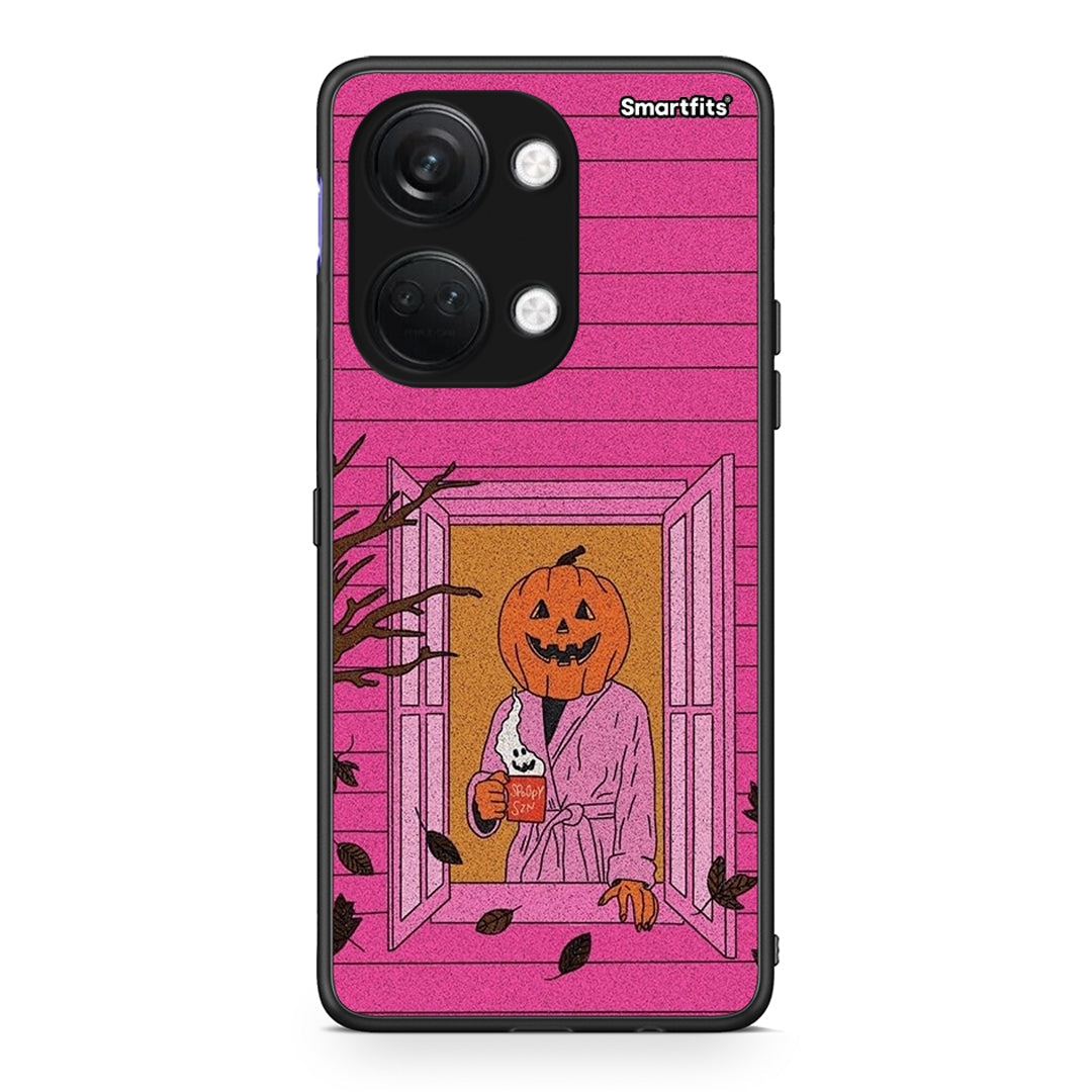 OnePlus Nord 3 Halloween Pumpkin Lady Θήκη από τη Smartfits με σχέδιο στο πίσω μέρος και μαύρο περίβλημα | Smartphone case with colorful back and black bezels by Smartfits