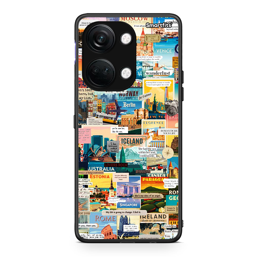 OnePlus Nord 3 Live To Travel θήκη από τη Smartfits με σχέδιο στο πίσω μέρος και μαύρο περίβλημα | Smartphone case with colorful back and black bezels by Smartfits
