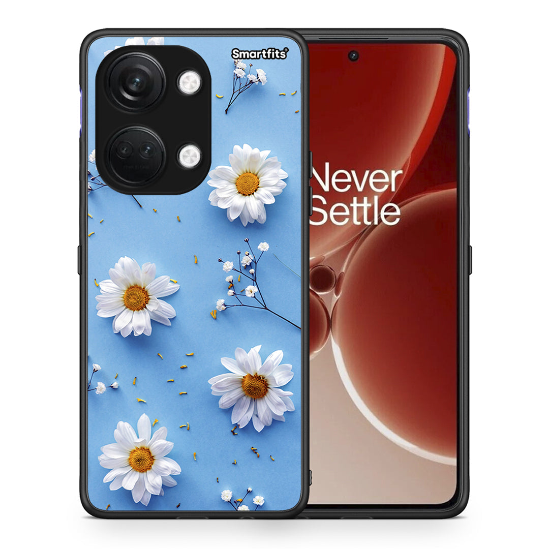 Θήκη OnePlus Nord 3 Real Daisies από τη Smartfits με σχέδιο στο πίσω μέρος και μαύρο περίβλημα | OnePlus Nord 3 Real Daisies case with colorful back and black bezels