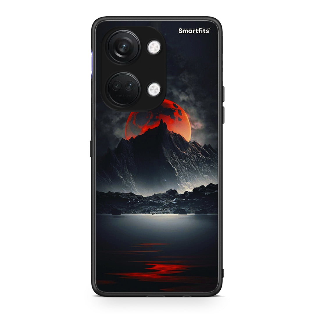 OnePlus Nord 3 Red Full Moon θήκη από τη Smartfits με σχέδιο στο πίσω μέρος και μαύρο περίβλημα | Smartphone case with colorful back and black bezels by Smartfits