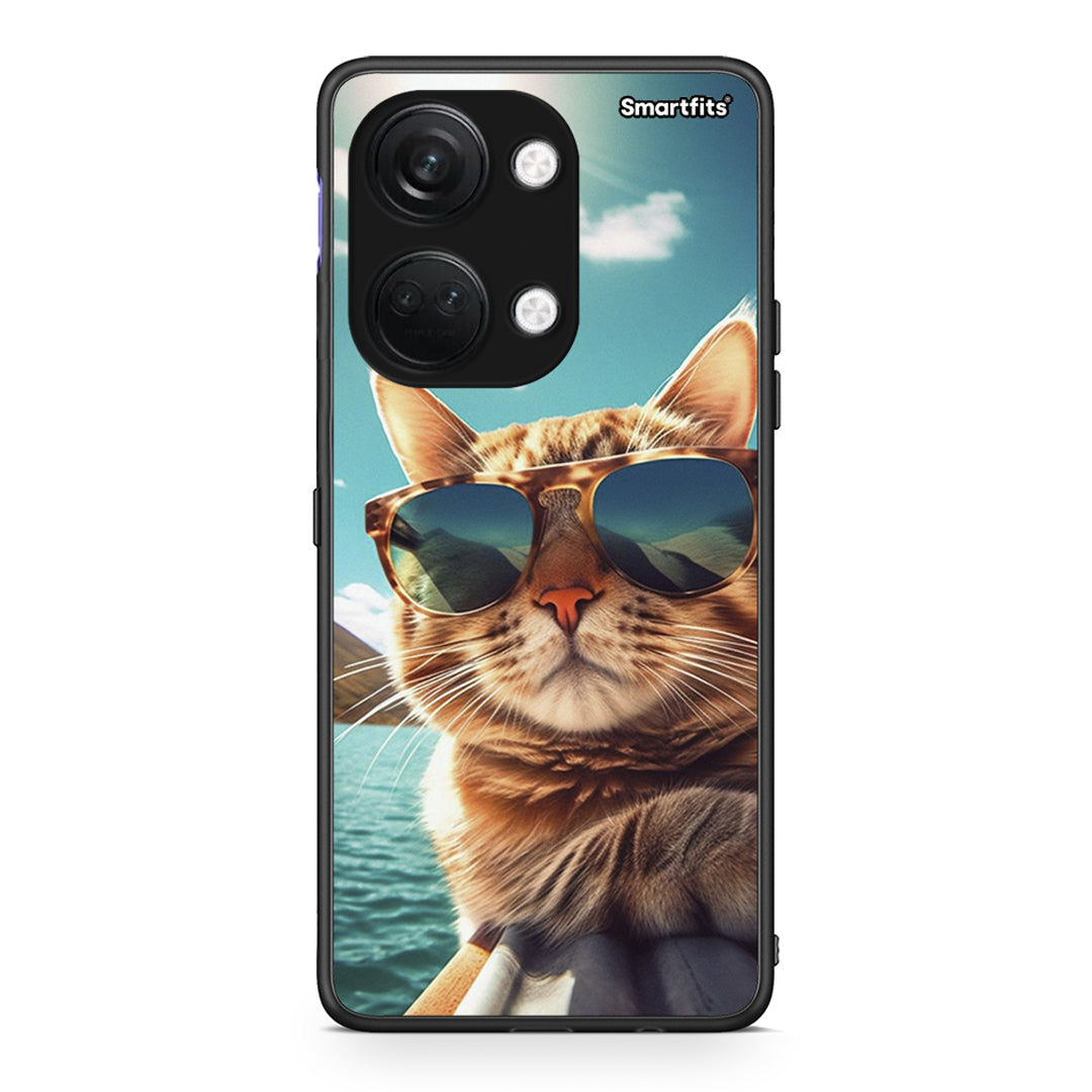 OnePlus Nord 3 Summer Cat θήκη από τη Smartfits με σχέδιο στο πίσω μέρος και μαύρο περίβλημα | Smartphone case with colorful back and black bezels by Smartfits