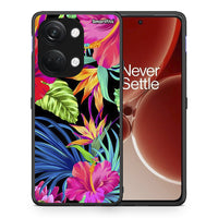 Thumbnail for Θήκη OnePlus Nord 3 Tropical Flowers από τη Smartfits με σχέδιο στο πίσω μέρος και μαύρο περίβλημα | OnePlus Nord 3 Tropical Flowers case with colorful back and black bezels