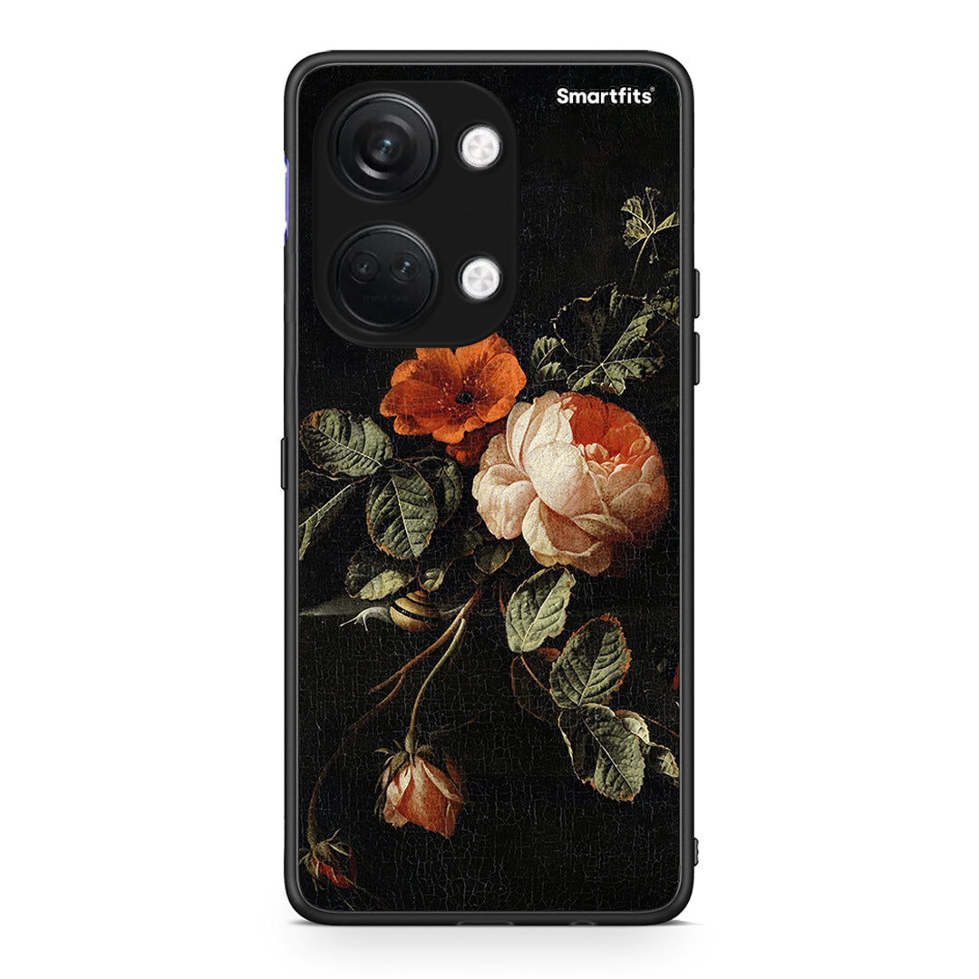 OnePlus Nord 3 Vintage Roses θήκη από τη Smartfits με σχέδιο στο πίσω μέρος και μαύρο περίβλημα | Smartphone case with colorful back and black bezels by Smartfits