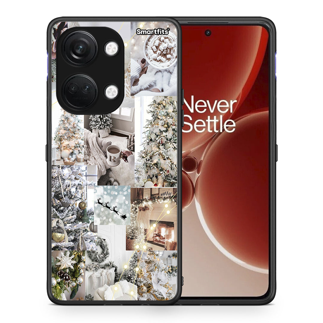 Θήκη OnePlus Nord 3 White Christmas από τη Smartfits με σχέδιο στο πίσω μέρος και μαύρο περίβλημα | OnePlus Nord 3 White Christmas case with colorful back and black bezels