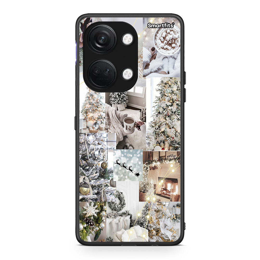 OnePlus Nord 3 White Christmas θήκη από τη Smartfits με σχέδιο στο πίσω μέρος και μαύρο περίβλημα | Smartphone case with colorful back and black bezels by Smartfits