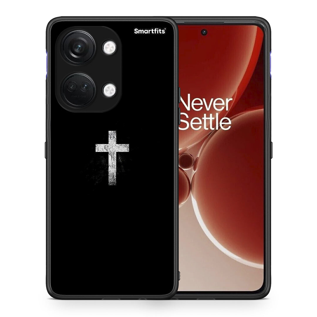 Θήκη OnePlus Nord 3 White Cross από τη Smartfits με σχέδιο στο πίσω μέρος και μαύρο περίβλημα | OnePlus Nord 3 White Cross case with colorful back and black bezels