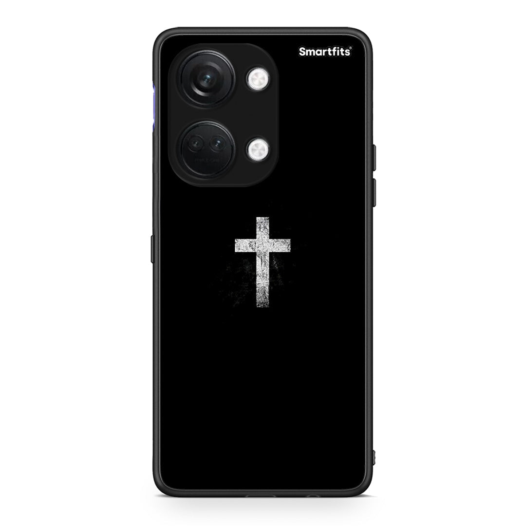 OnePlus Nord 3 White Cross θήκη από τη Smartfits με σχέδιο στο πίσω μέρος και μαύρο περίβλημα | Smartphone case with colorful back and black bezels by Smartfits