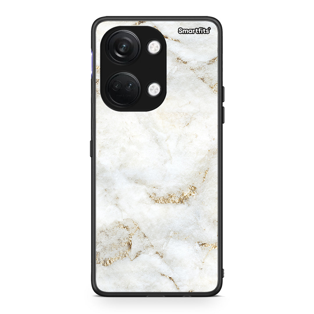 OnePlus Nord 3 White Gold Marble θήκη από τη Smartfits με σχέδιο στο πίσω μέρος και μαύρο περίβλημα | Smartphone case with colorful back and black bezels by Smartfits