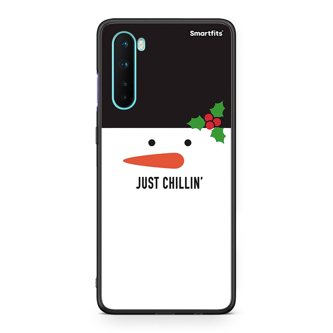 OnePlus Nord 5G Christmas Chillin θήκη από τη Smartfits με σχέδιο στο πίσω μέρος και μαύρο περίβλημα | Smartphone case with colorful back and black bezels by Smartfits