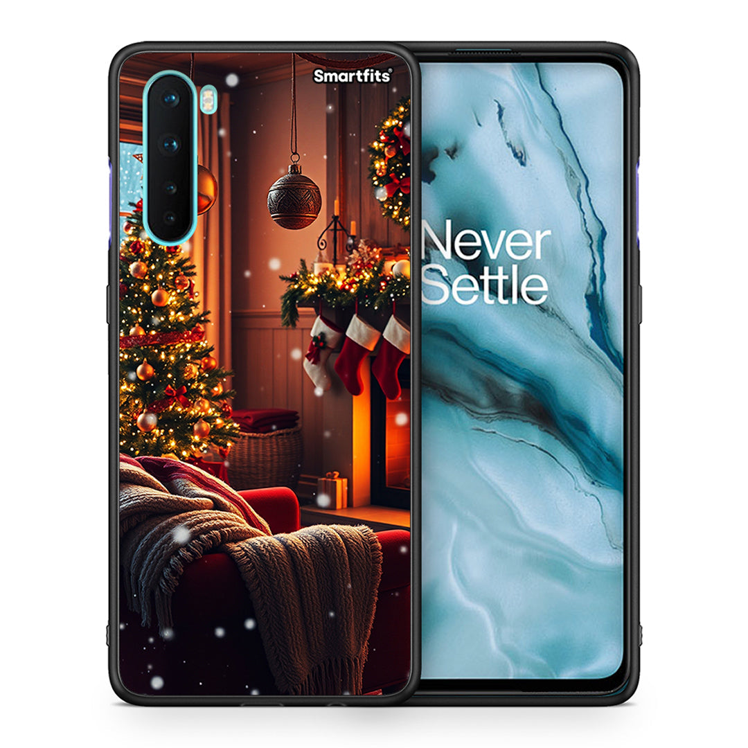 Θήκη OnePlus Nord 5G Home For Christmas από τη Smartfits με σχέδιο στο πίσω μέρος και μαύρο περίβλημα | OnePlus Nord 5G Home For Christmas case with colorful back and black bezels