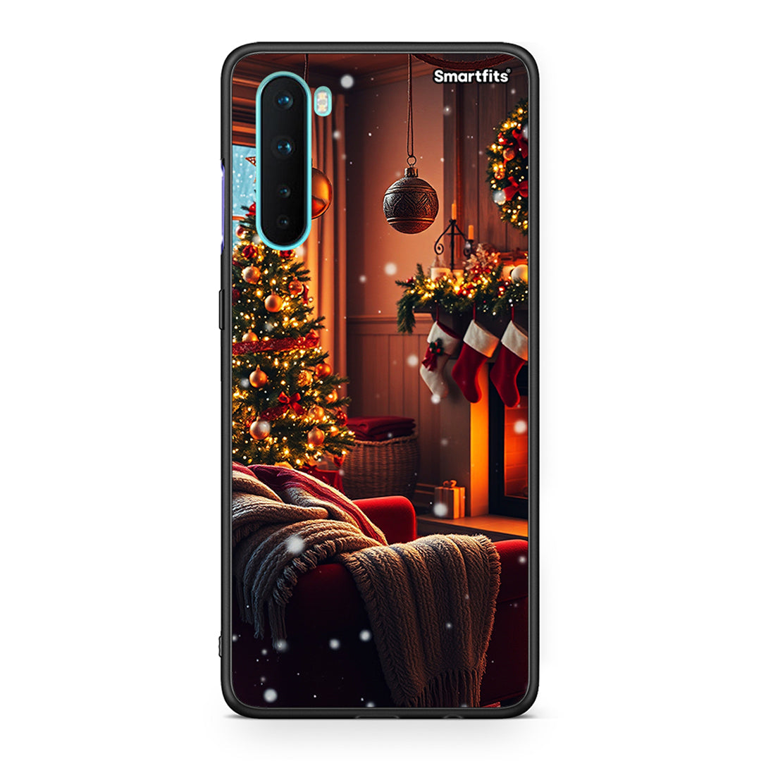 OnePlus Nord 5G Home For Christmas θήκη από τη Smartfits με σχέδιο στο πίσω μέρος και μαύρο περίβλημα | Smartphone case with colorful back and black bezels by Smartfits