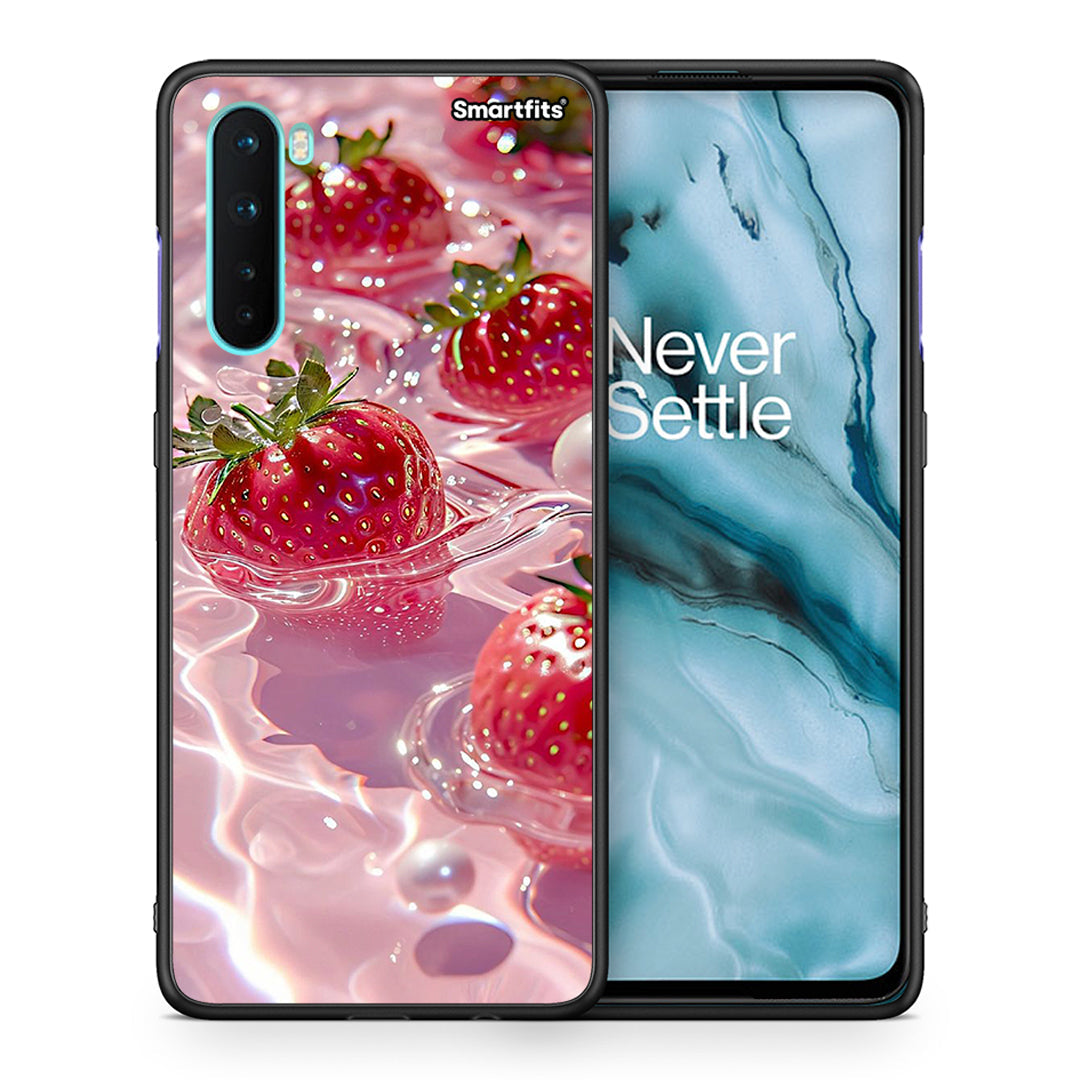 Θήκη OnePlus Nord 5G Juicy Strawberries από τη Smartfits με σχέδιο στο πίσω μέρος και μαύρο περίβλημα | OnePlus Nord 5G Juicy Strawberries case with colorful back and black bezels