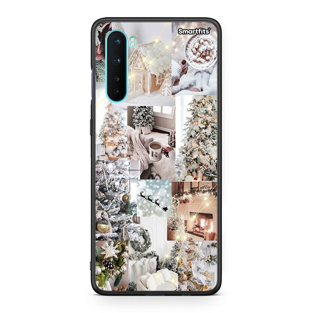 OnePlus Nord 5G White Christmas θήκη από τη Smartfits με σχέδιο στο πίσω μέρος και μαύρο περίβλημα | Smartphone case with colorful back and black bezels by Smartfits