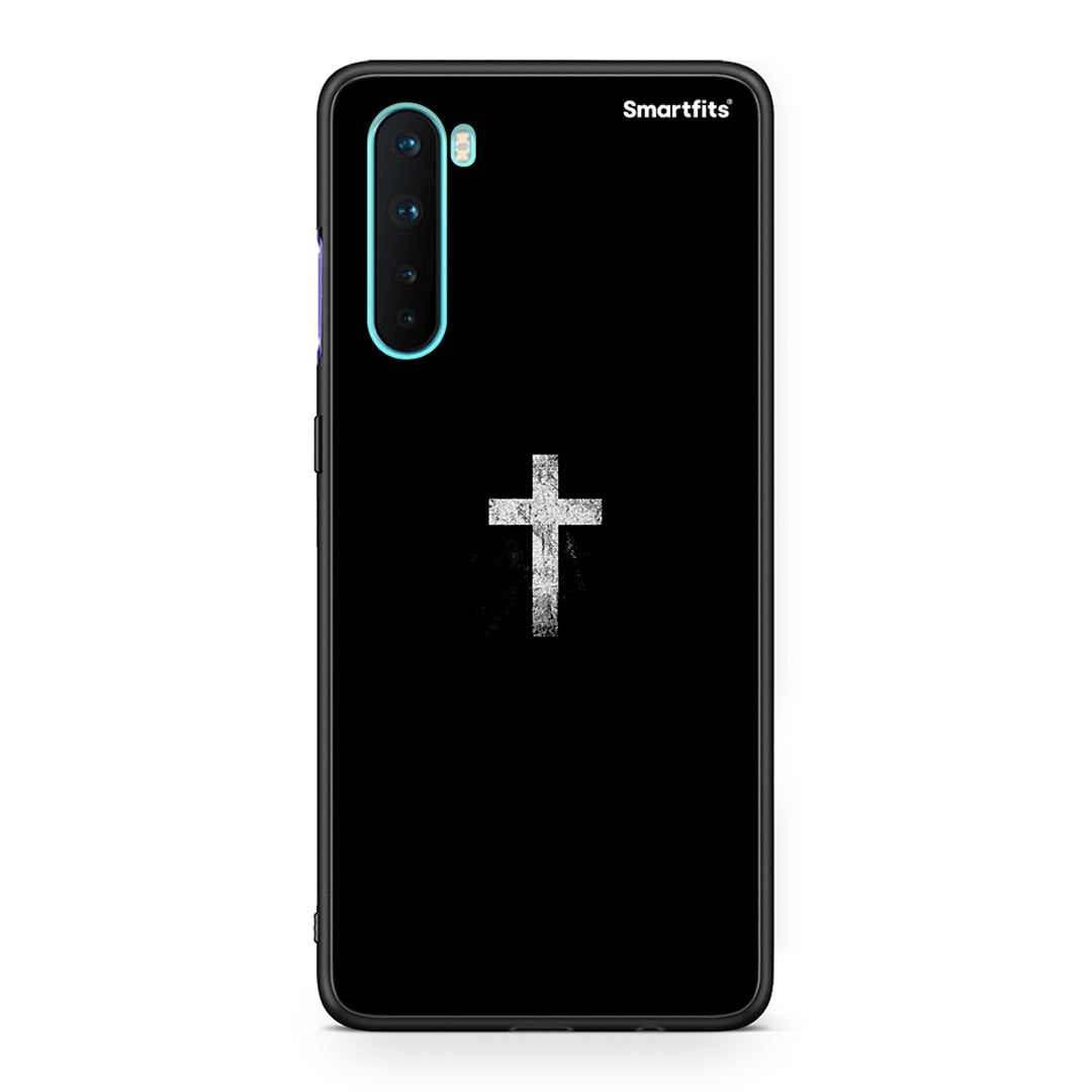 OnePlus Nord 5G White Cross θήκη από τη Smartfits με σχέδιο στο πίσω μέρος και μαύρο περίβλημα | Smartphone case with colorful back and black bezels by Smartfits