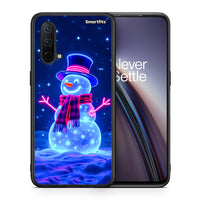 Thumbnail for Θήκη OnePlus Nord CE 5G Christmas Neon Snowman από τη Smartfits με σχέδιο στο πίσω μέρος και μαύρο περίβλημα | OnePlus Nord CE 5G Christmas Neon Snowman case with colorful back and black bezels