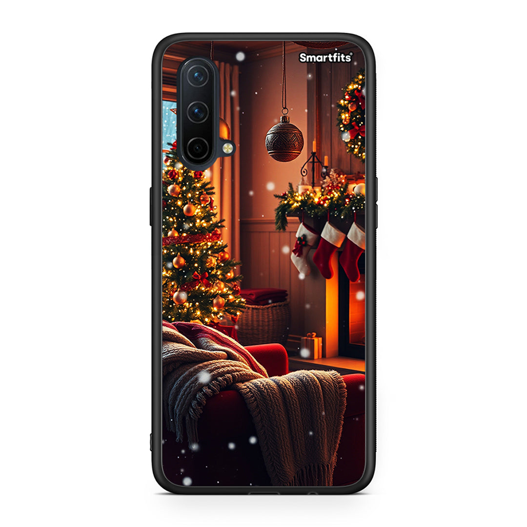 OnePlus Nord CE 5G Home For Christmas θήκη από τη Smartfits με σχέδιο στο πίσω μέρος και μαύρο περίβλημα | Smartphone case with colorful back and black bezels by Smartfits