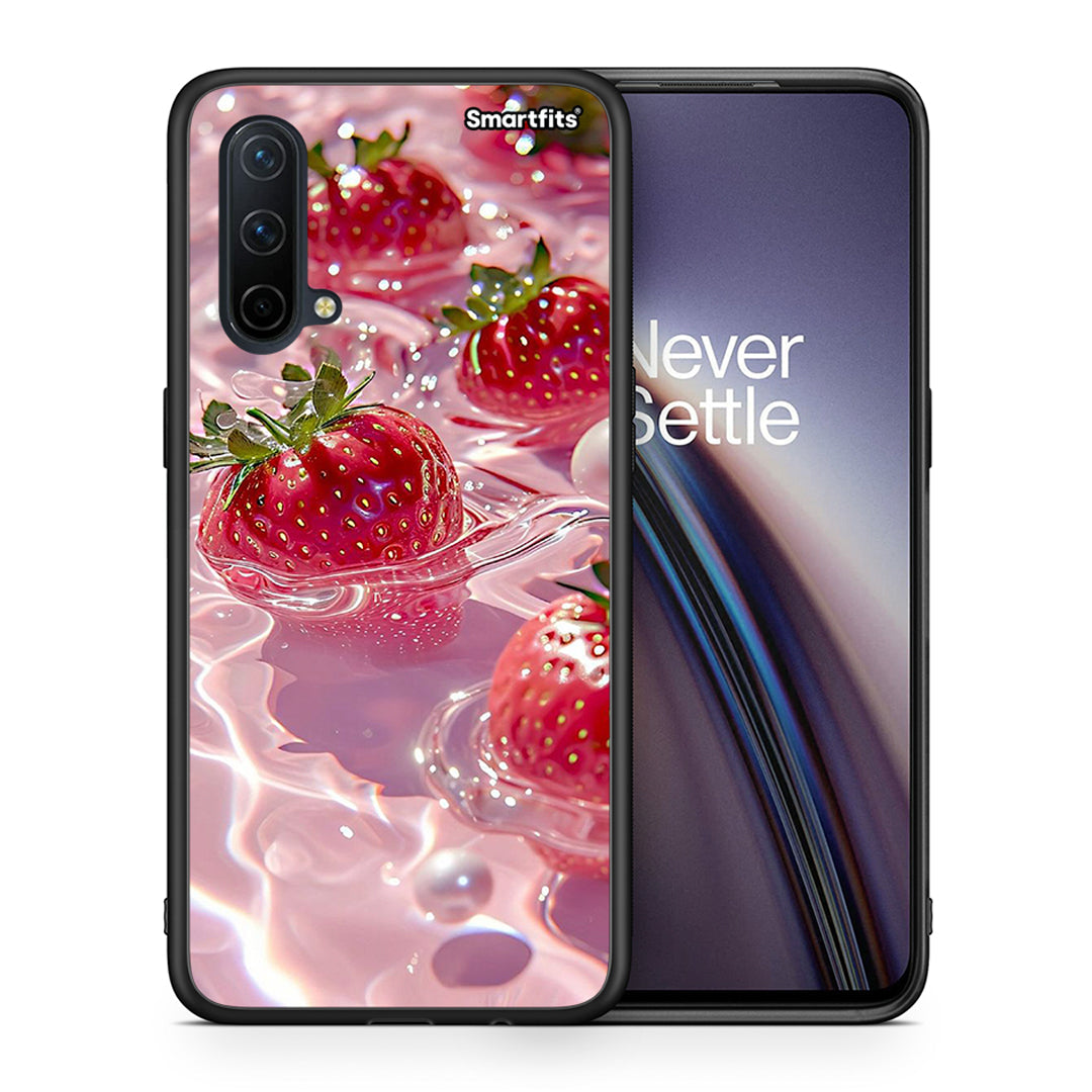 Θήκη OnePlus Nord CE 5G Juicy Strawberries από τη Smartfits με σχέδιο στο πίσω μέρος και μαύρο περίβλημα | OnePlus Nord CE 5G Juicy Strawberries case with colorful back and black bezels