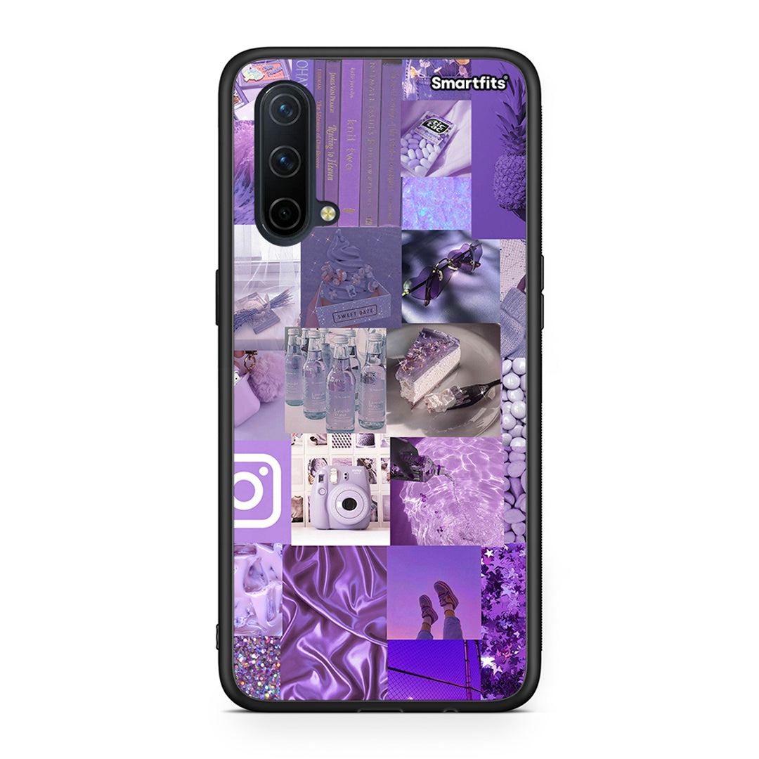 OnePlus Nord CE 5G Purple Aesthetic Collage θήκη από τη Smartfits με σχέδιο στο πίσω μέρος και μαύρο περίβλημα | Smartphone case with colorful back and black bezels by Smartfits