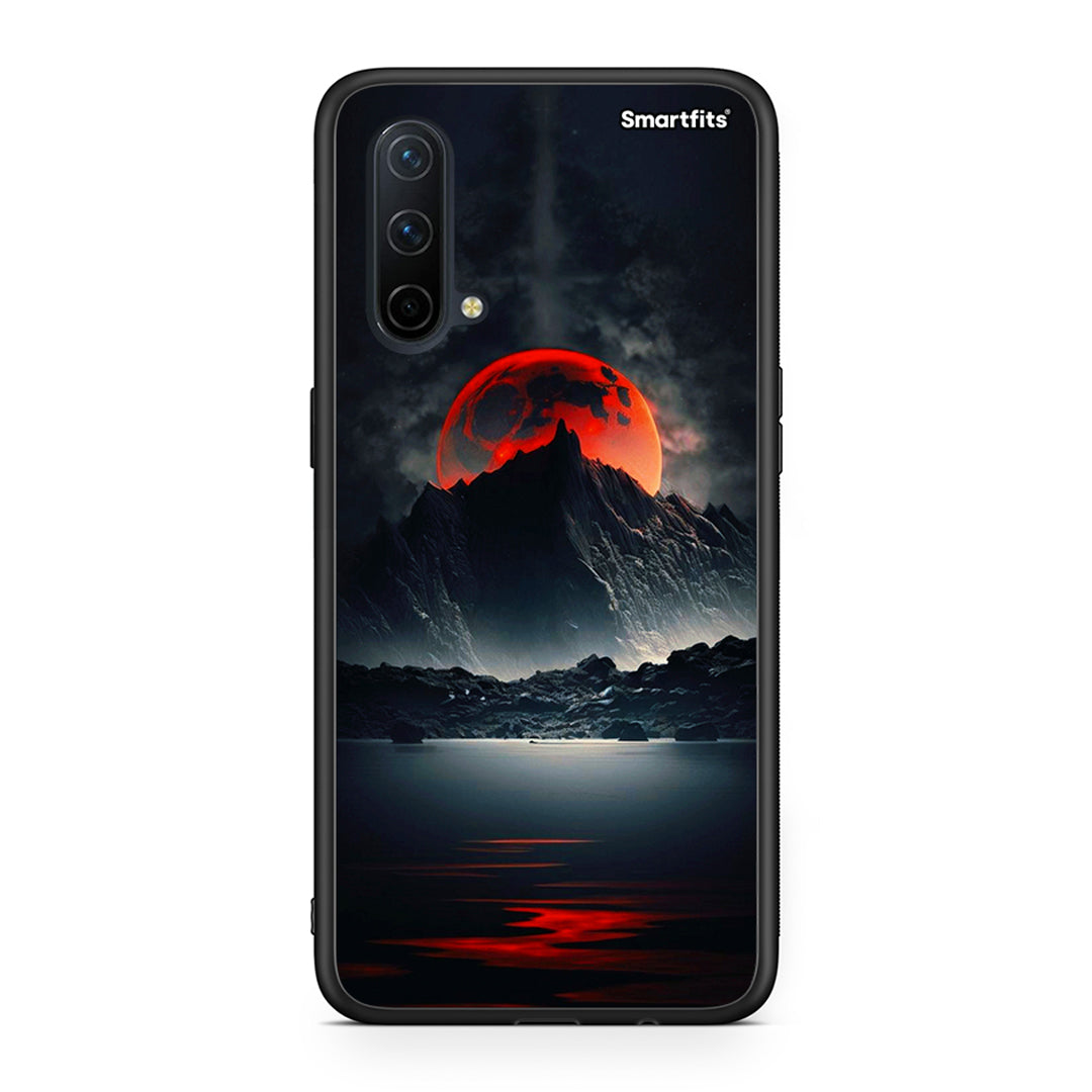 OnePlus Nord CE 5G Red Full Moon θήκη από τη Smartfits με σχέδιο στο πίσω μέρος και μαύρο περίβλημα | Smartphone case with colorful back and black bezels by Smartfits