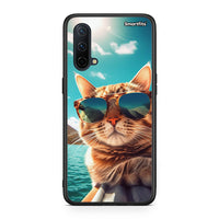 Thumbnail for OnePlus Nord CE 5G Summer Cat θήκη από τη Smartfits με σχέδιο στο πίσω μέρος και μαύρο περίβλημα | Smartphone case with colorful back and black bezels by Smartfits