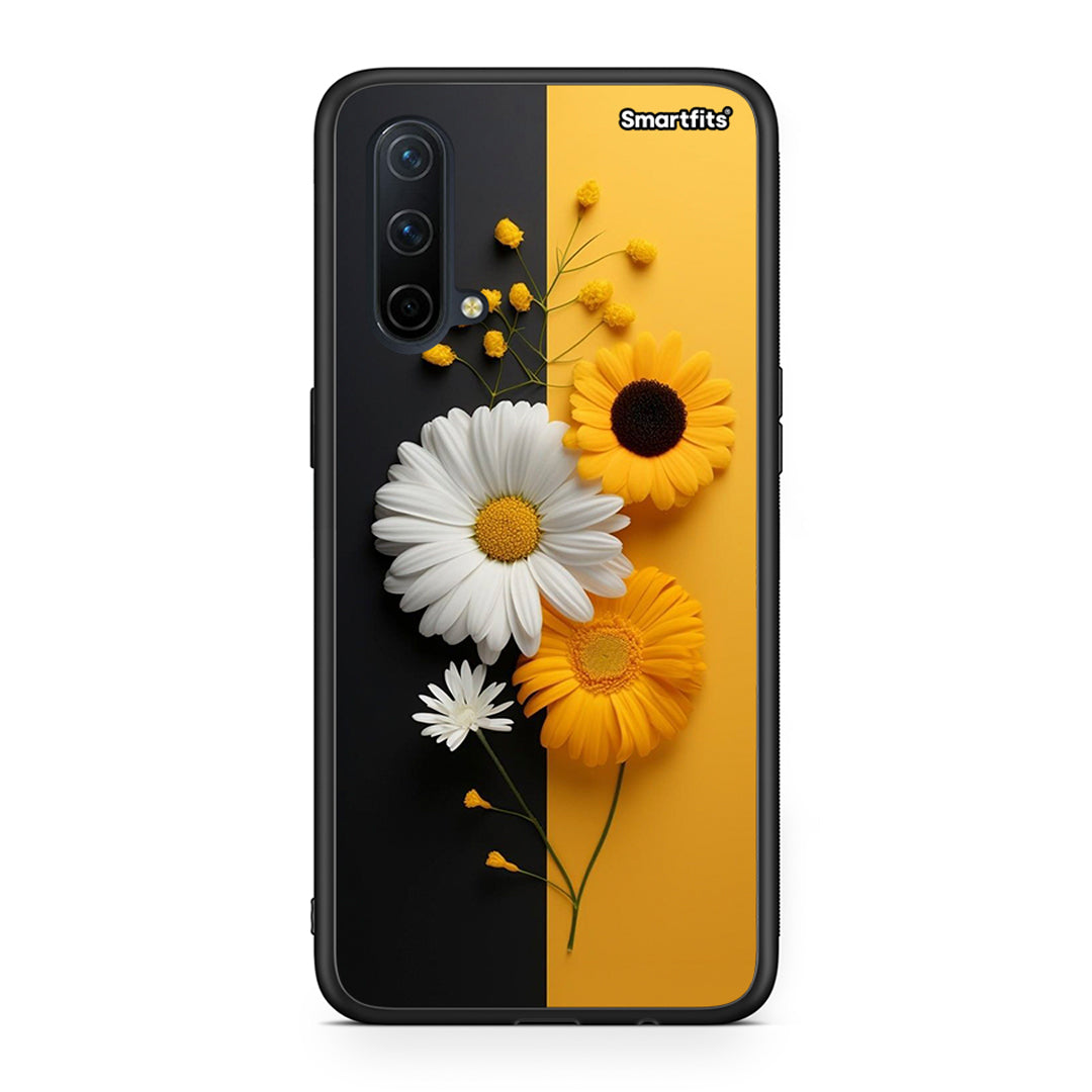 OnePlus Nord CE 5G Yellow Daisies θήκη από τη Smartfits με σχέδιο στο πίσω μέρος και μαύρο περίβλημα | Smartphone case with colorful back and black bezels by Smartfits