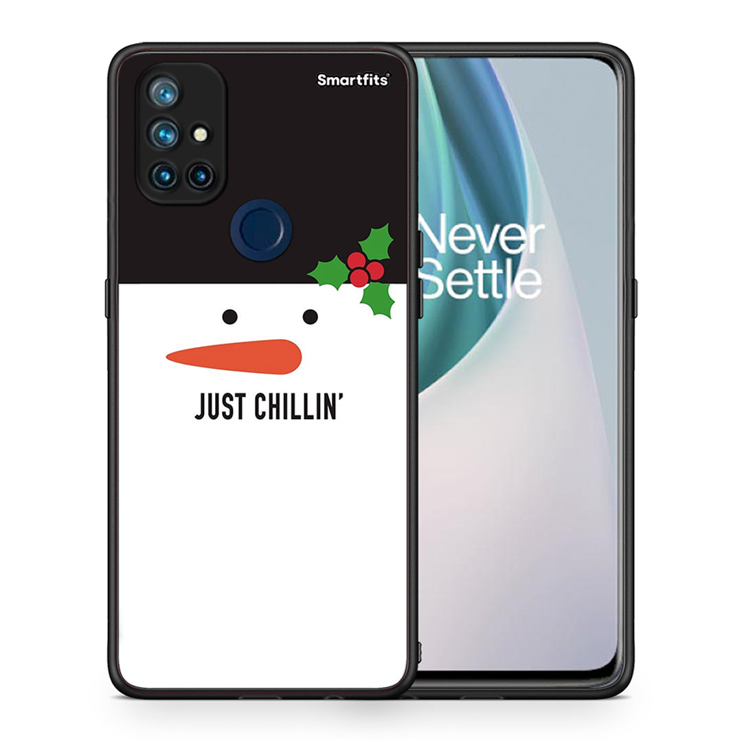 Θήκη OnePlus Nord N10 5G Christmas Chillin από τη Smartfits με σχέδιο στο πίσω μέρος και μαύρο περίβλημα | OnePlus Nord N10 5G Christmas Chillin case with colorful back and black bezels