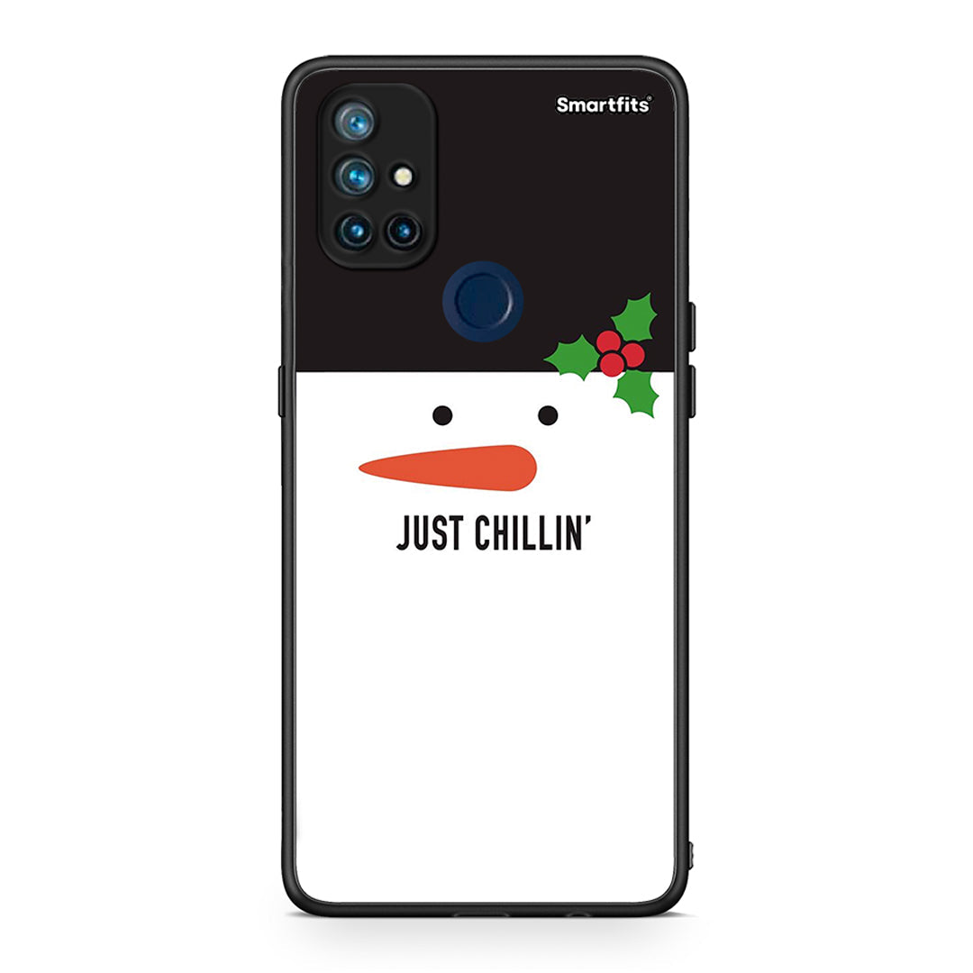 OnePlus Nord N10 5G Christmas Chillin θήκη από τη Smartfits με σχέδιο στο πίσω μέρος και μαύρο περίβλημα | Smartphone case with colorful back and black bezels by Smartfits