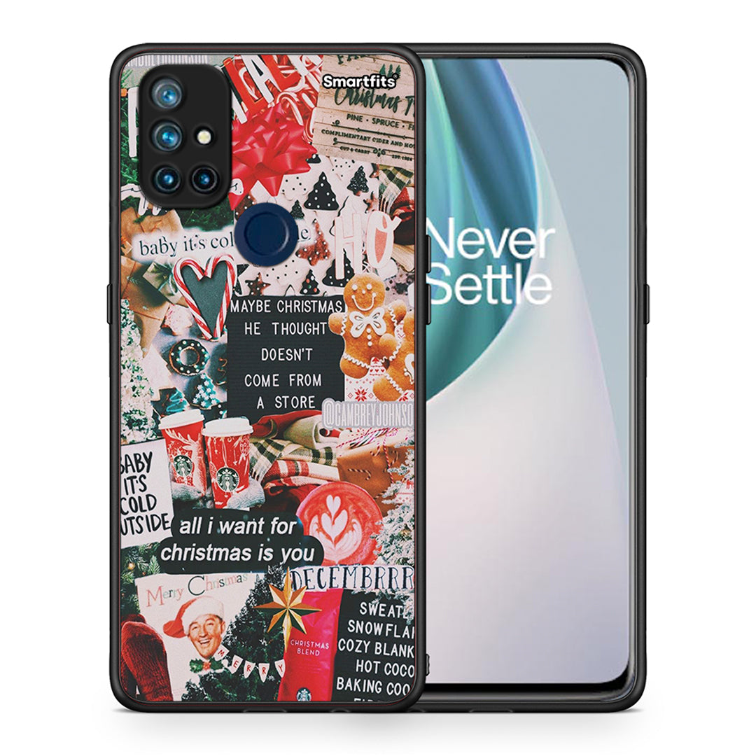 Θήκη OnePlus Nord N10 5G Christmas Happiness από τη Smartfits με σχέδιο στο πίσω μέρος και μαύρο περίβλημα | OnePlus Nord N10 5G Christmas Happiness case with colorful back and black bezels