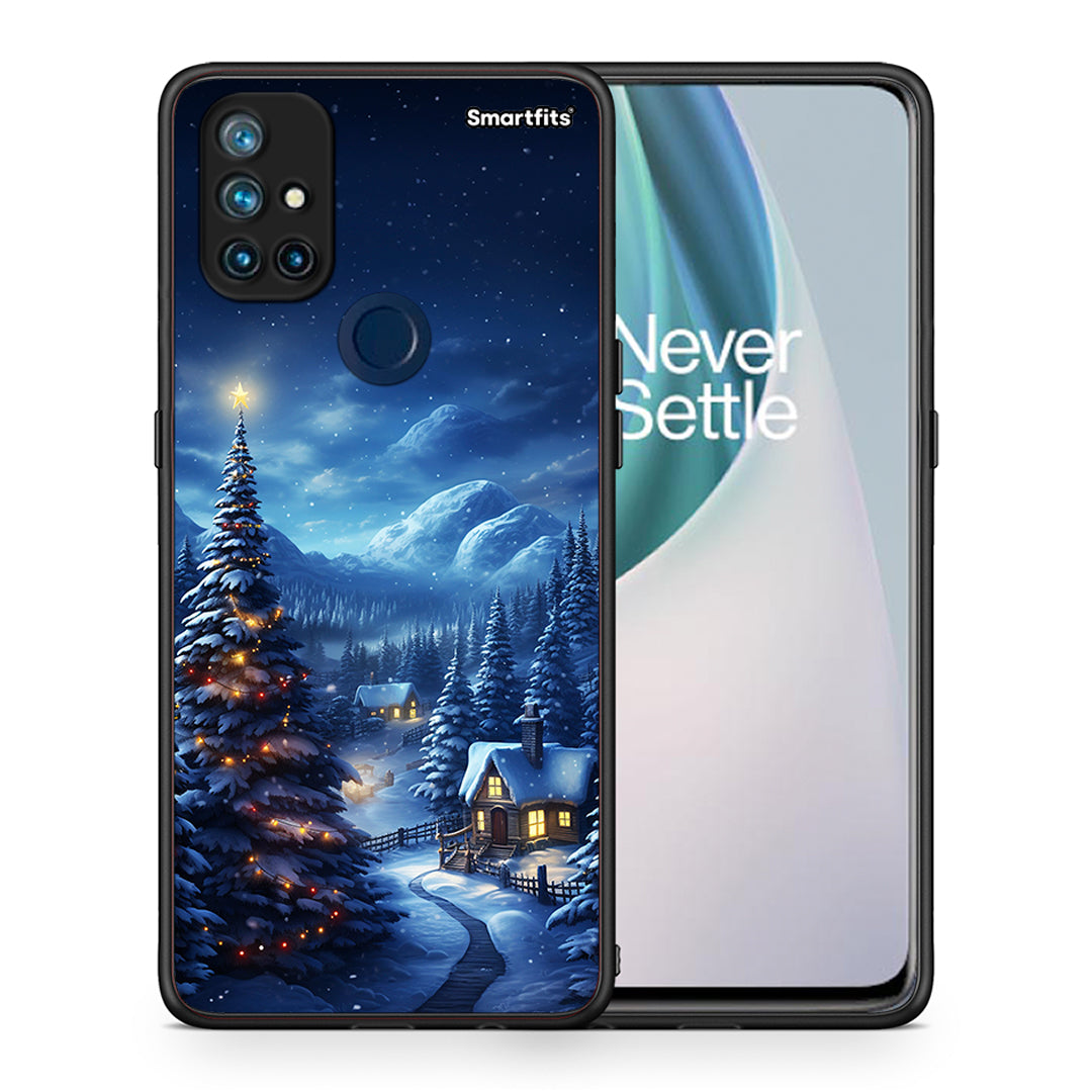 Θήκη OnePlus Nord N10 5G Christmas Scenery από τη Smartfits με σχέδιο στο πίσω μέρος και μαύρο περίβλημα | OnePlus Nord N10 5G Christmas Scenery case with colorful back and black bezels