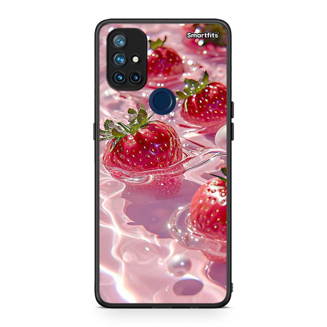 OnePlus Nord N10 5G Juicy Strawberries θήκη από τη Smartfits με σχέδιο στο πίσω μέρος και μαύρο περίβλημα | Smartphone case with colorful back and black bezels by Smartfits