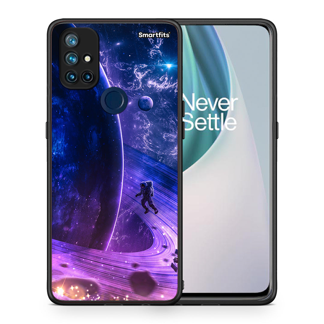 Θήκη OnePlus Nord N10 5G Lost Astronaut από τη Smartfits με σχέδιο στο πίσω μέρος και μαύρο περίβλημα | OnePlus Nord N10 5G Lost Astronaut case with colorful back and black bezels