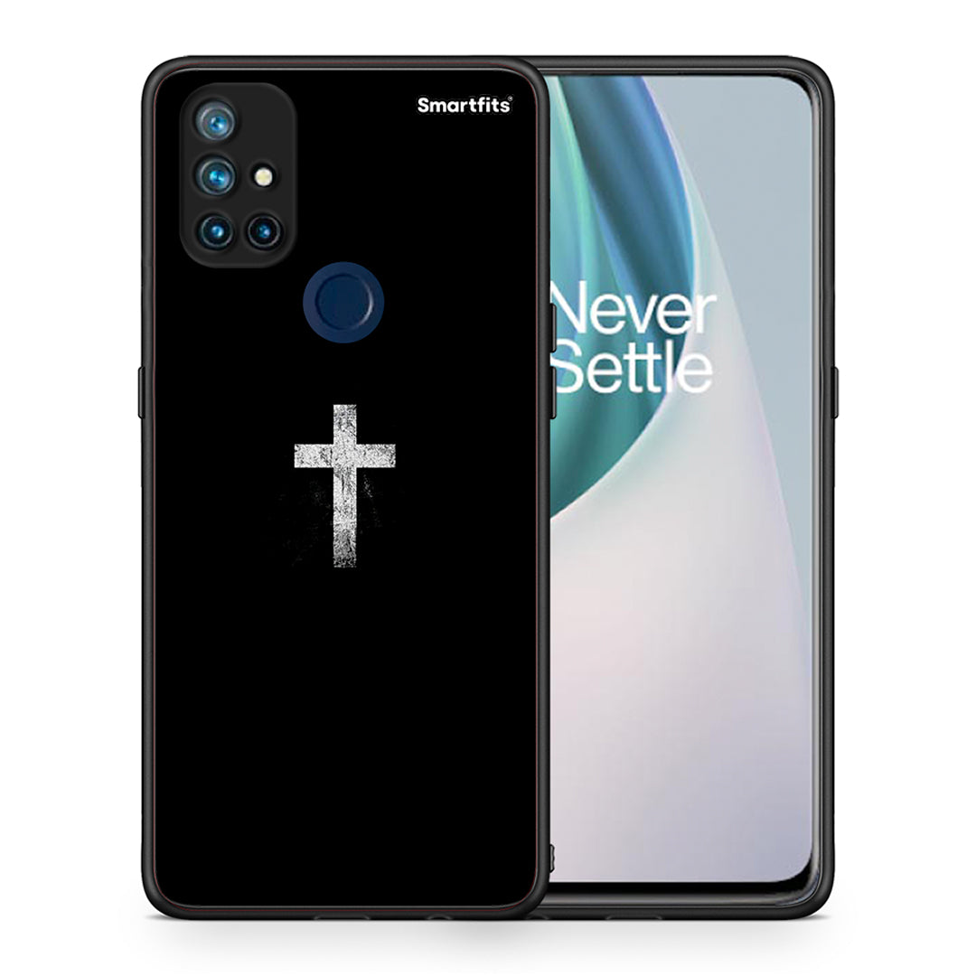 Θήκη OnePlus Nord N10 5G White Cross από τη Smartfits με σχέδιο στο πίσω μέρος και μαύρο περίβλημα | OnePlus Nord N10 5G White Cross case with colorful back and black bezels