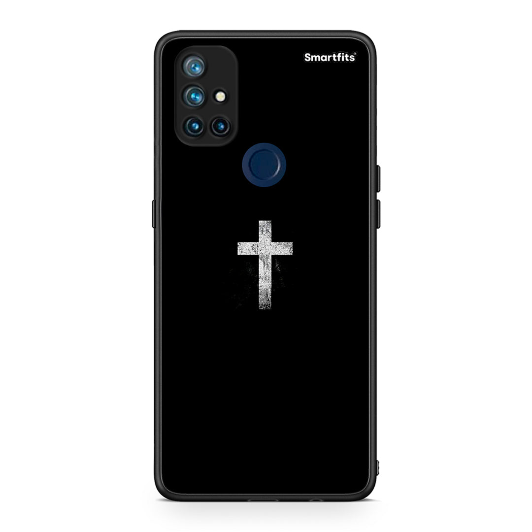 OnePlus Nord N10 5G White Cross θήκη από τη Smartfits με σχέδιο στο πίσω μέρος και μαύρο περίβλημα | Smartphone case with colorful back and black bezels by Smartfits