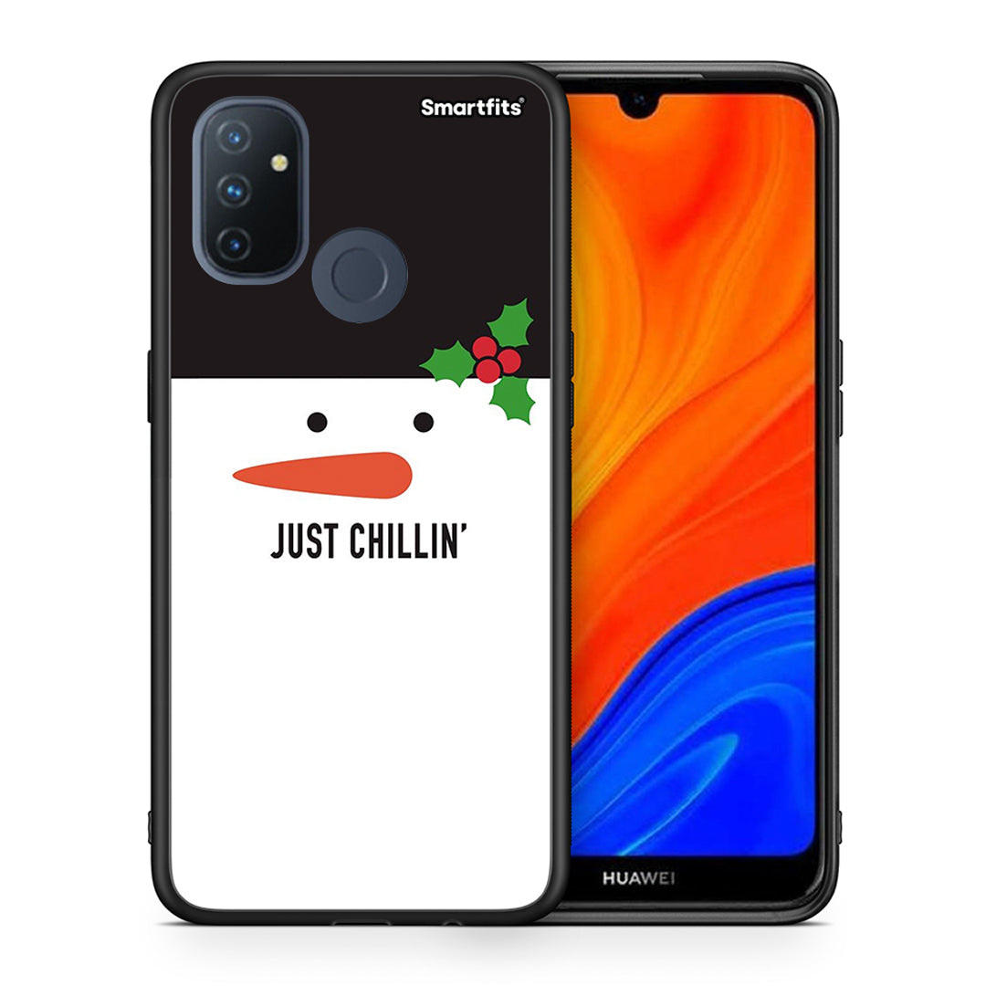 Θήκη OnePlus Nord N100 Christmas Chillin από τη Smartfits με σχέδιο στο πίσω μέρος και μαύρο περίβλημα | OnePlus Nord N100 Christmas Chillin case with colorful back and black bezels