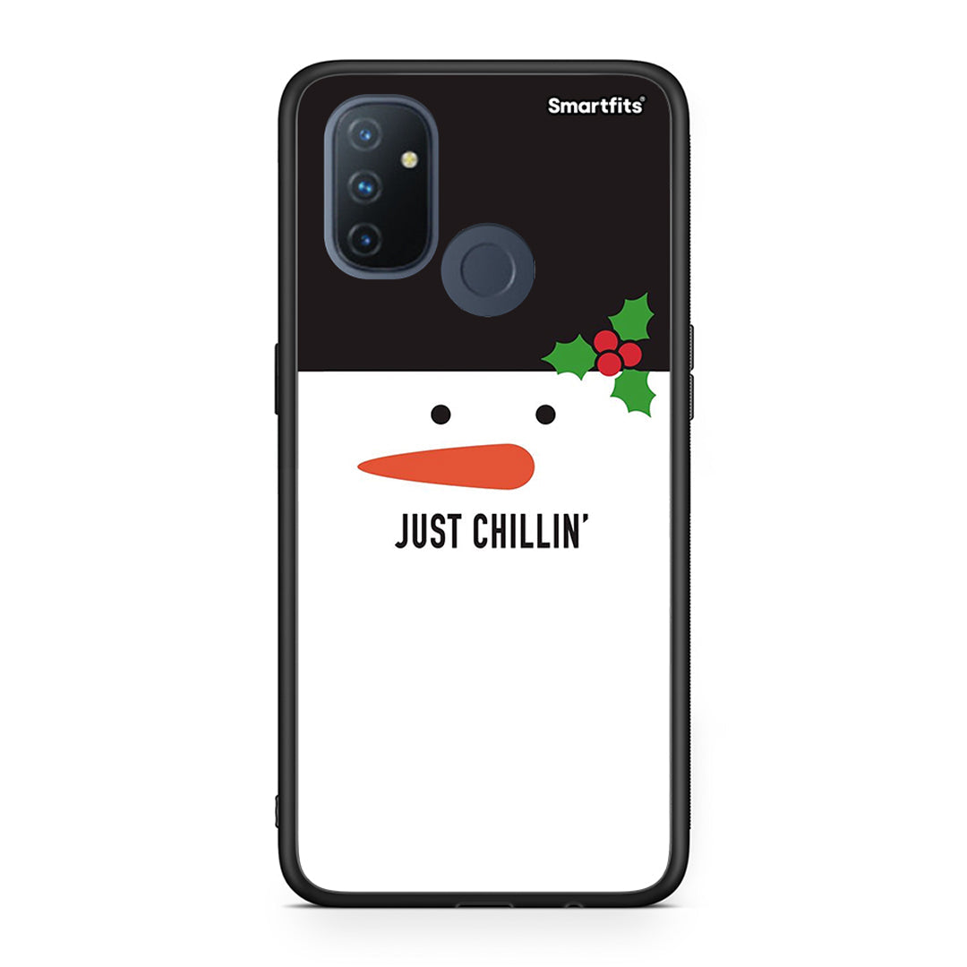 OnePlus Nord N100 Christmas Chillin θήκη από τη Smartfits με σχέδιο στο πίσω μέρος και μαύρο περίβλημα | Smartphone case with colorful back and black bezels by Smartfits