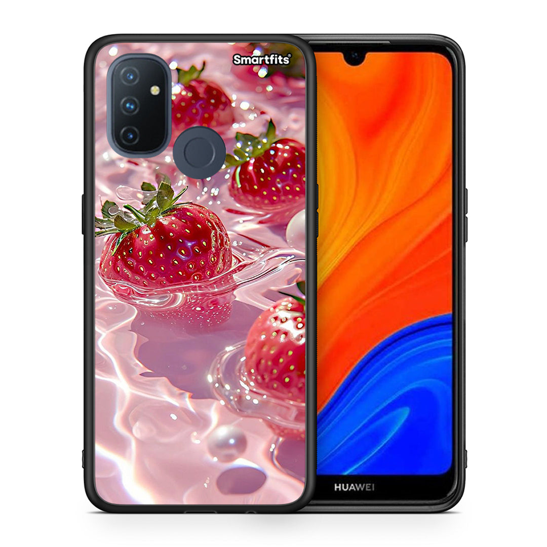 Θήκη OnePlus Nord N100 Juicy Strawberries από τη Smartfits με σχέδιο στο πίσω μέρος και μαύρο περίβλημα | OnePlus Nord N100 Juicy Strawberries case with colorful back and black bezels