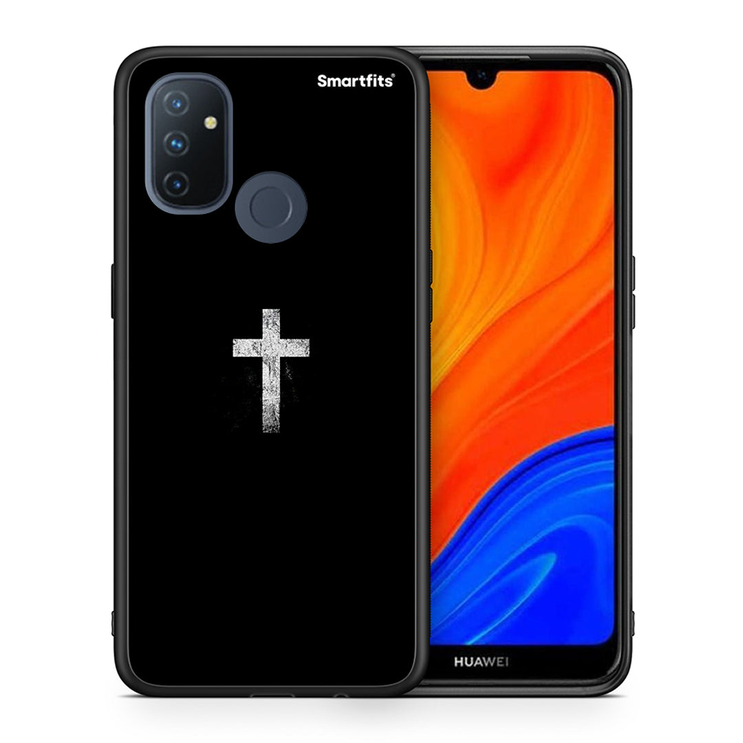 Θήκη OnePlus Nord N100 White Cross από τη Smartfits με σχέδιο στο πίσω μέρος και μαύρο περίβλημα | OnePlus Nord N100 White Cross case with colorful back and black bezels