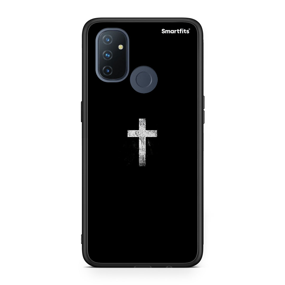 OnePlus Nord N100 White Cross θήκη από τη Smartfits με σχέδιο στο πίσω μέρος και μαύρο περίβλημα | Smartphone case with colorful back and black bezels by Smartfits