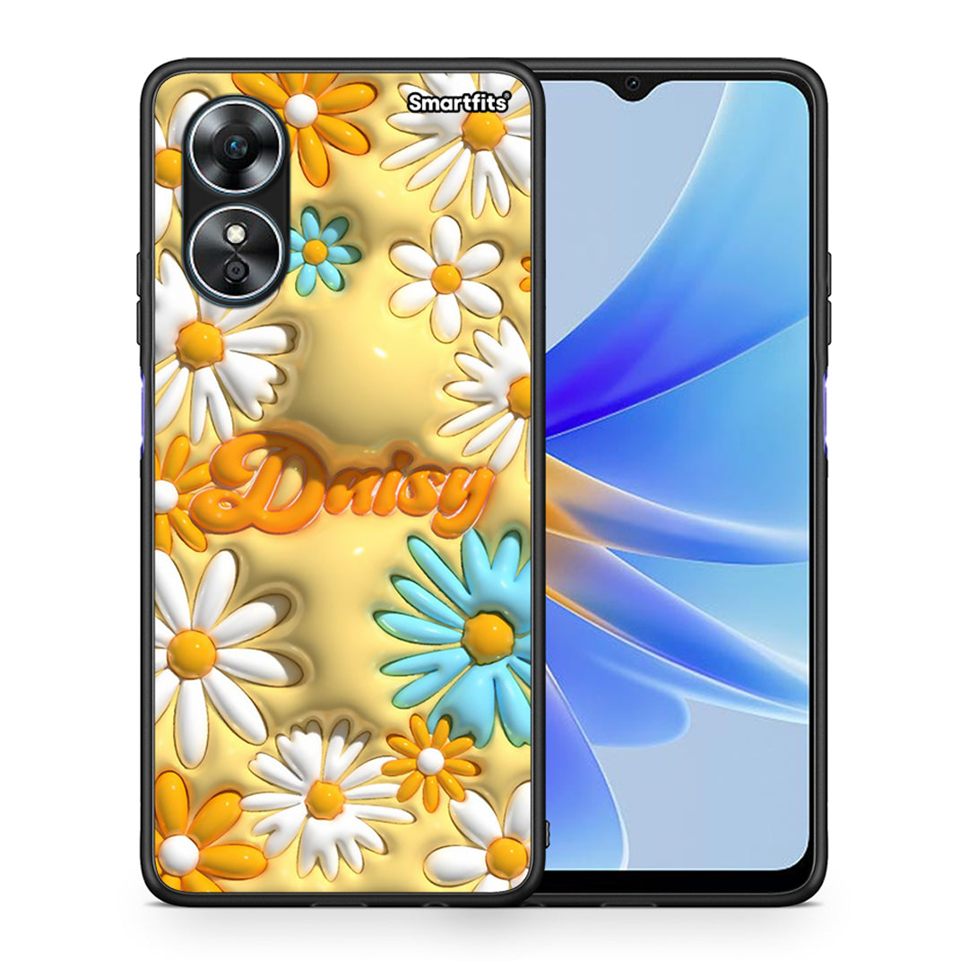 Θήκη Oppo A17 Bubble Daisies από τη Smartfits με σχέδιο στο πίσω μέρος και μαύρο περίβλημα | Oppo A17 Bubble Daisies Case with Colorful Back and Black Bezels