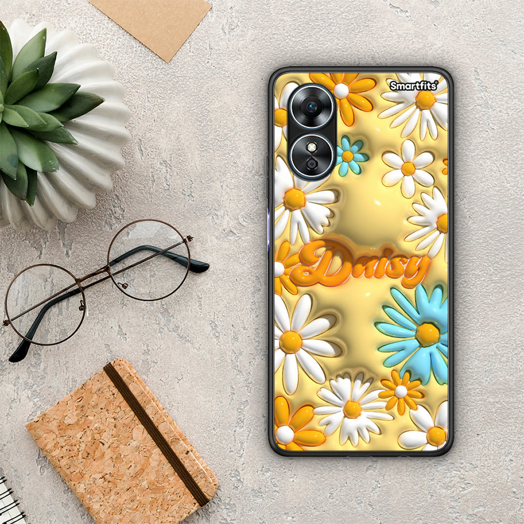 Θήκη Oppo A17 Bubble Daisies από τη Smartfits με σχέδιο στο πίσω μέρος και μαύρο περίβλημα | Oppo A17 Bubble Daisies Case with Colorful Back and Black Bezels