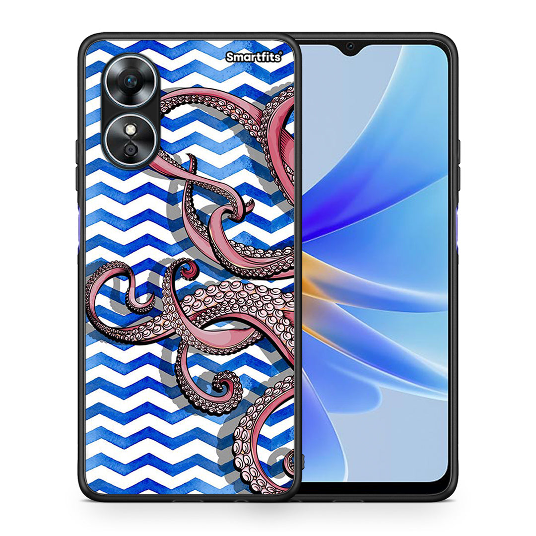 Θήκη Oppo A17 Chevron Devilfish από τη Smartfits με σχέδιο στο πίσω μέρος και μαύρο περίβλημα | Oppo A17 Chevron Devilfish Case with Colorful Back and Black Bezels