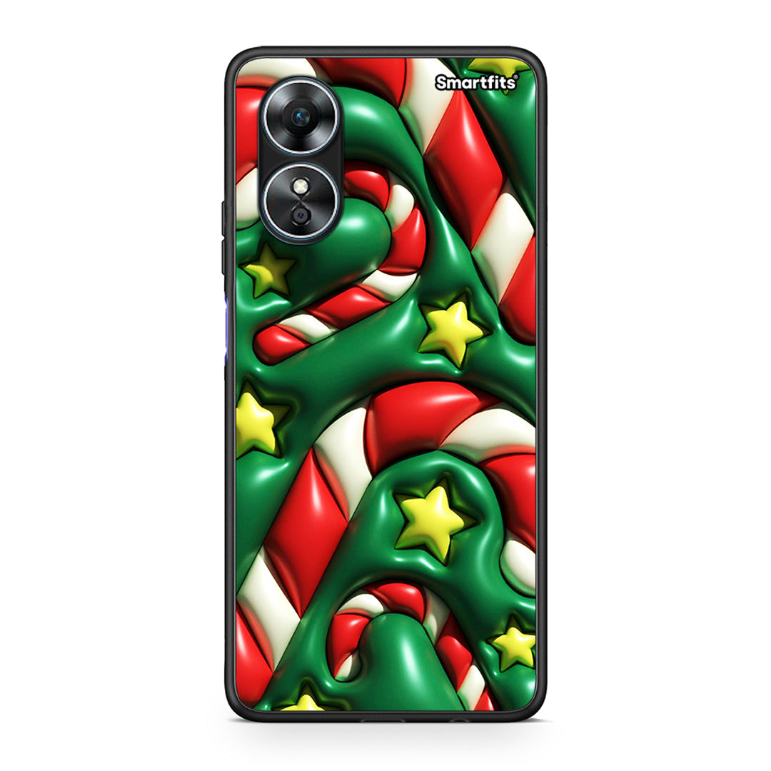 Θήκη Oppo A17 Christmas Bubbles από τη Smartfits με σχέδιο στο πίσω μέρος και μαύρο περίβλημα | Oppo A17 Christmas Bubbles Case with Colorful Back and Black Bezels