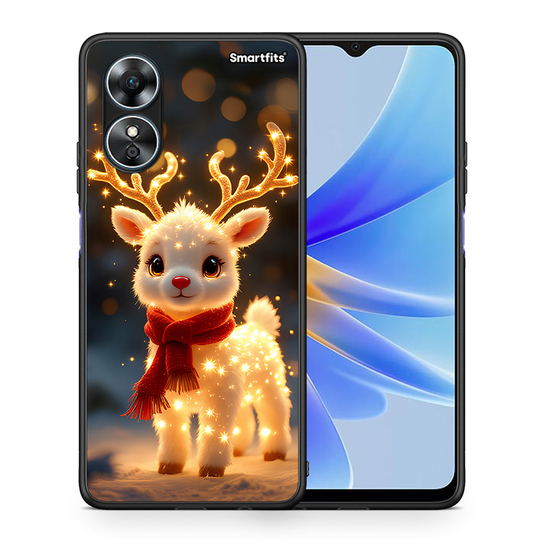 Θήκη Oppo A17 Christmas Cutie από τη Smartfits με σχέδιο στο πίσω μέρος και μαύρο περίβλημα | Oppo A17 Christmas Cutie Case with Colorful Back and Black Bezels