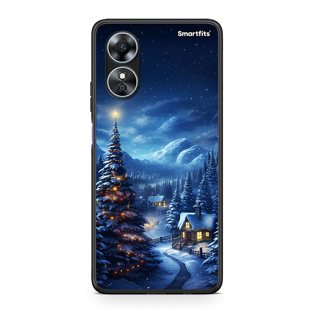 Θήκη Oppo A17 Christmas Scenery από τη Smartfits με σχέδιο στο πίσω μέρος και μαύρο περίβλημα | Oppo A17 Christmas Scenery Case with Colorful Back and Black Bezels