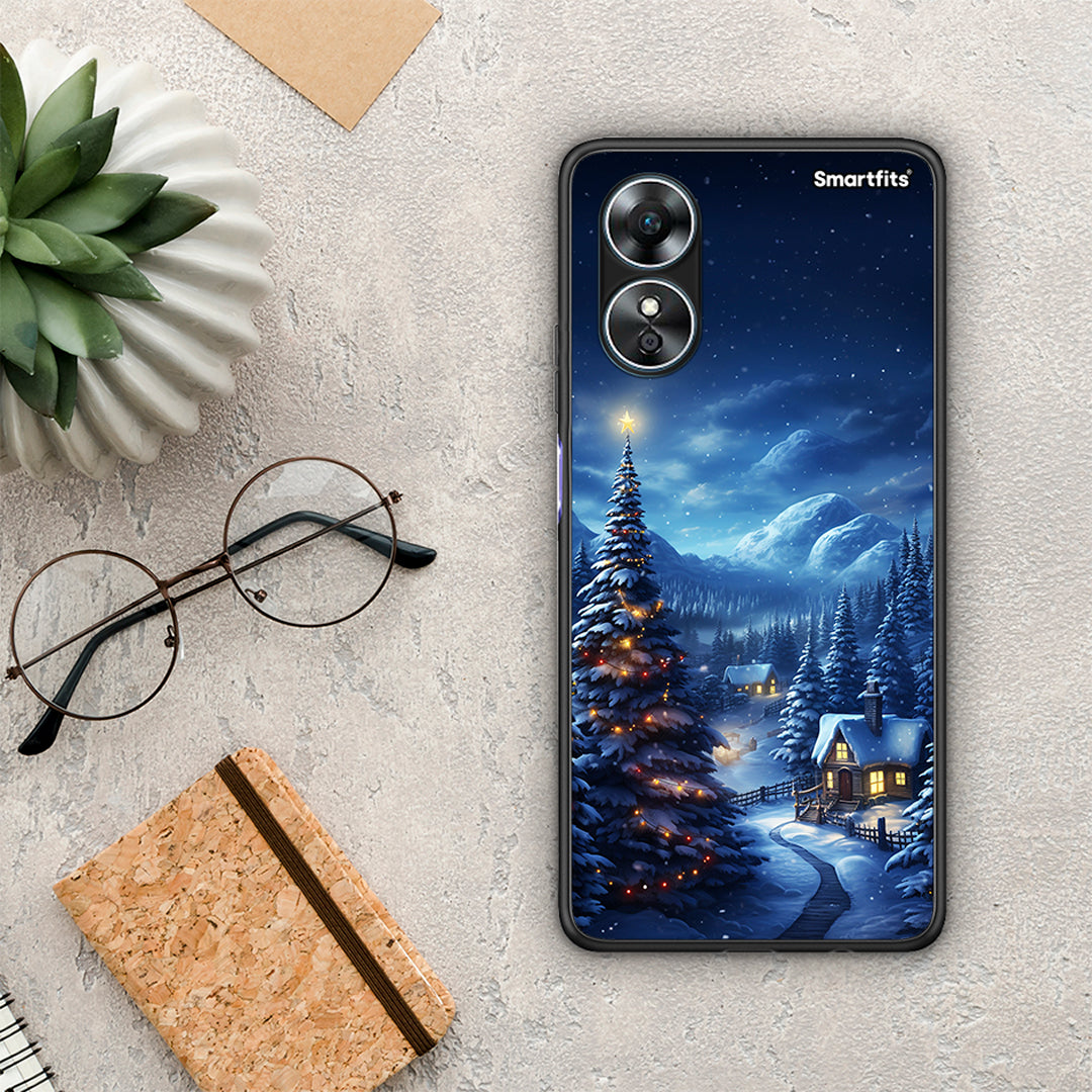 Θήκη Oppo A17 Christmas Scenery από τη Smartfits με σχέδιο στο πίσω μέρος και μαύρο περίβλημα | Oppo A17 Christmas Scenery Case with Colorful Back and Black Bezels