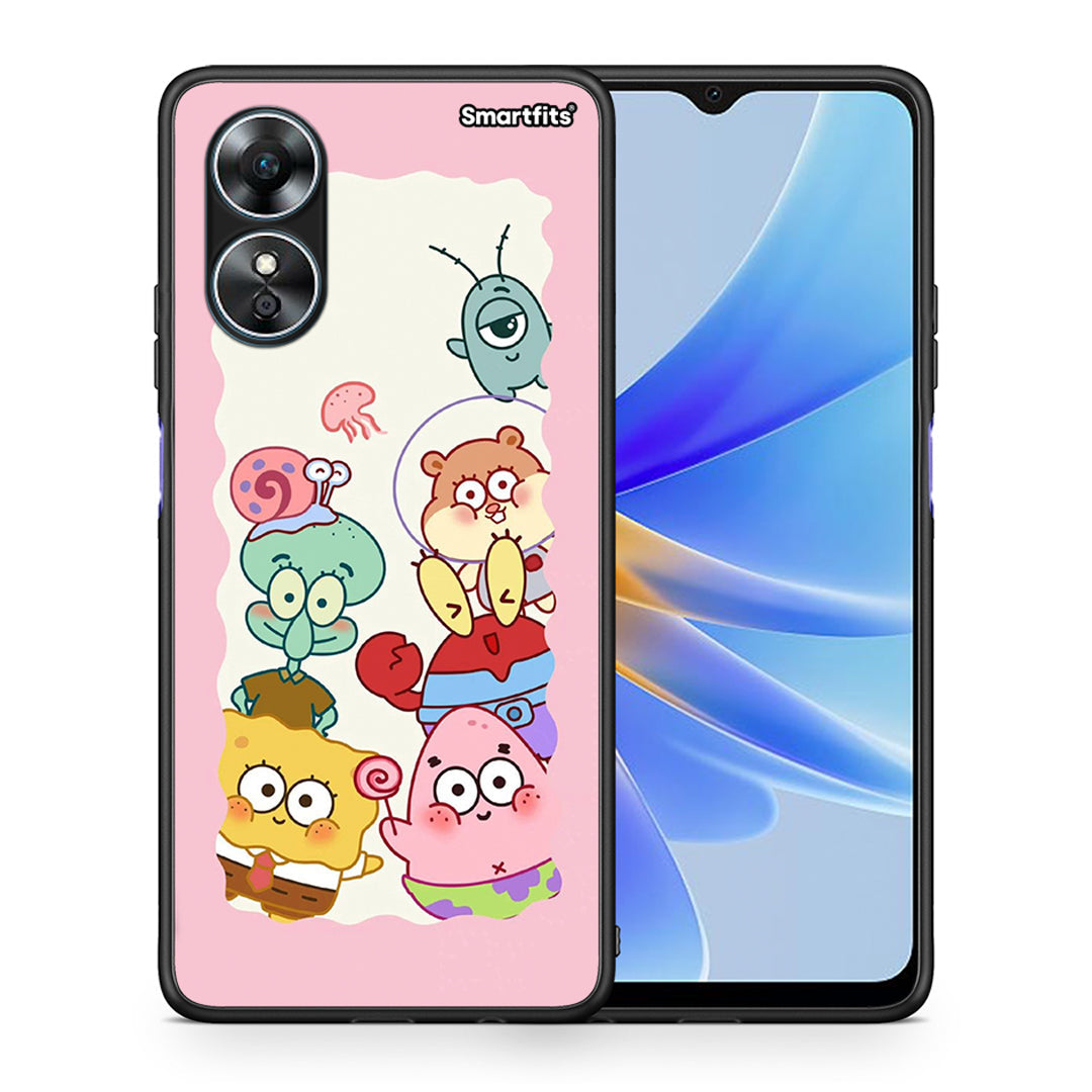 Θήκη Oppo A17 Cute Companion από τη Smartfits με σχέδιο στο πίσω μέρος και μαύρο περίβλημα | Oppo A17 Cute Companion Case with Colorful Back and Black Bezels