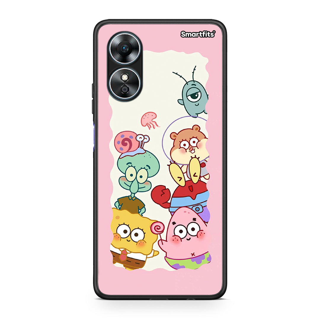 Θήκη Oppo A17 Cute Companion από τη Smartfits με σχέδιο στο πίσω μέρος και μαύρο περίβλημα | Oppo A17 Cute Companion Case with Colorful Back and Black Bezels