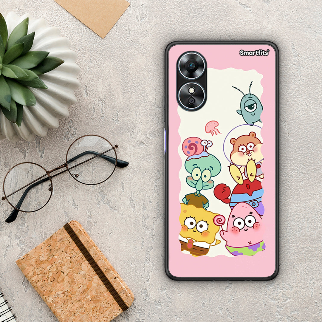 Θήκη Oppo A17 Cute Companion από τη Smartfits με σχέδιο στο πίσω μέρος και μαύρο περίβλημα | Oppo A17 Cute Companion Case with Colorful Back and Black Bezels